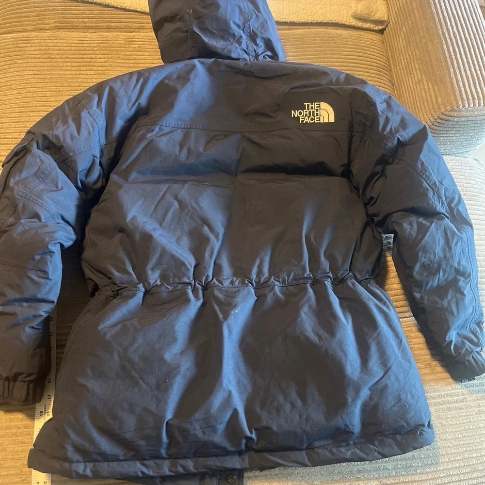 The North Face Coat Mens Small Hommes Petits Navy Goose Down Hooded Parka